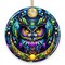 Nocturnal Enchanter Mysterious Owl Stained Glass Style Ceramic Ornament, Halloween Themed Christmas Gift and Decor
